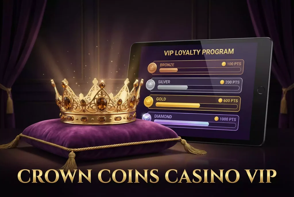 Crown Coins Casino VIP program and rewards interface