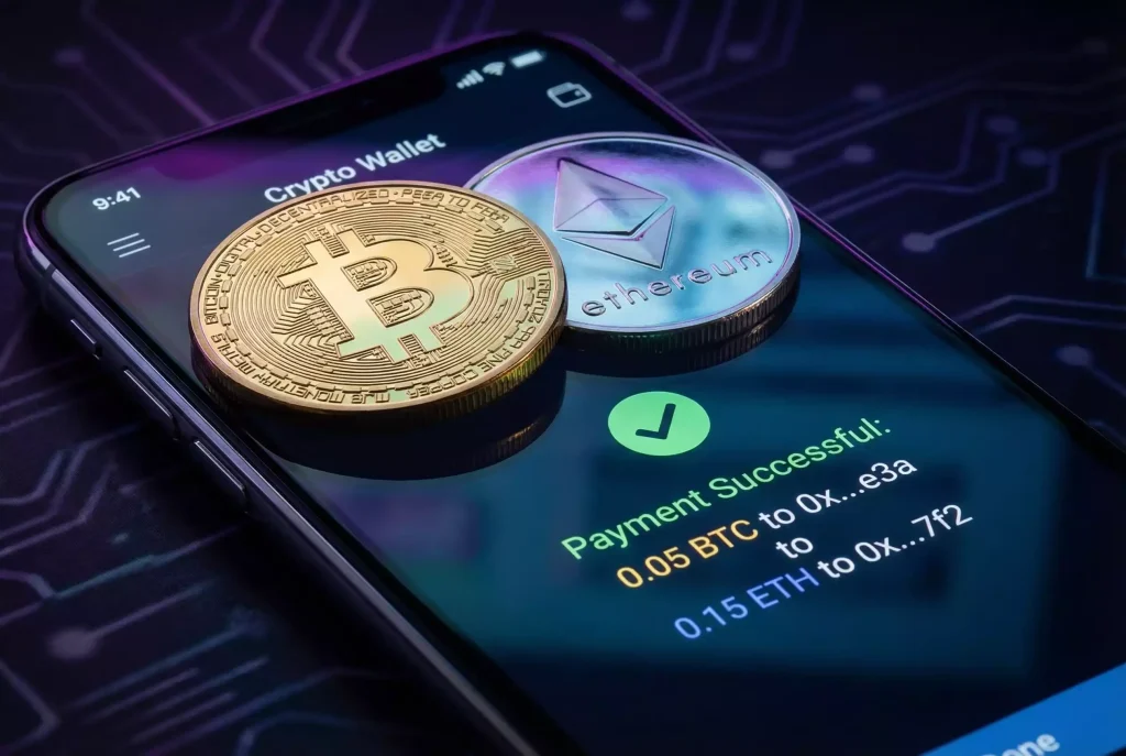 Bitcoin and Ethereum cryptocurrency payments at sweepstakes casino