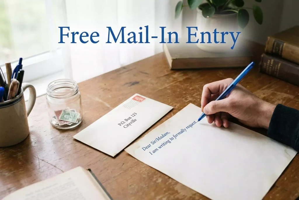 Mail-in entry request for free sweepstakes casino coins