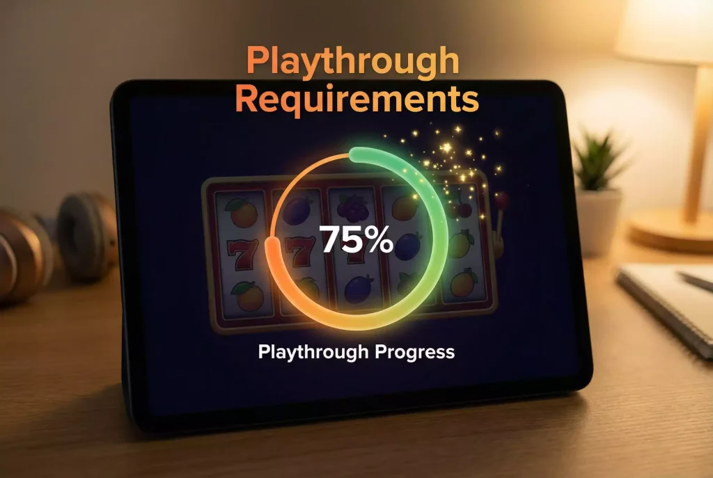 Visual guide to sweepstakes casino playthrough requirements and wagering calculations