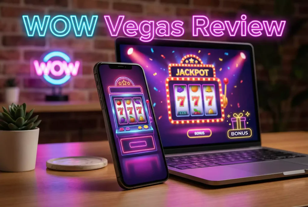 WOW Vegas casino platform interface showing slot games